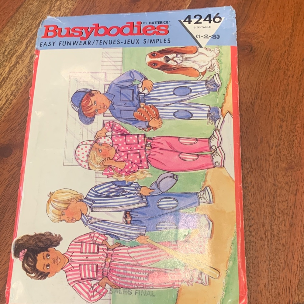3 for $15 Butterick Busybodies Pattern 4246 coordinated sportswear for toddlers